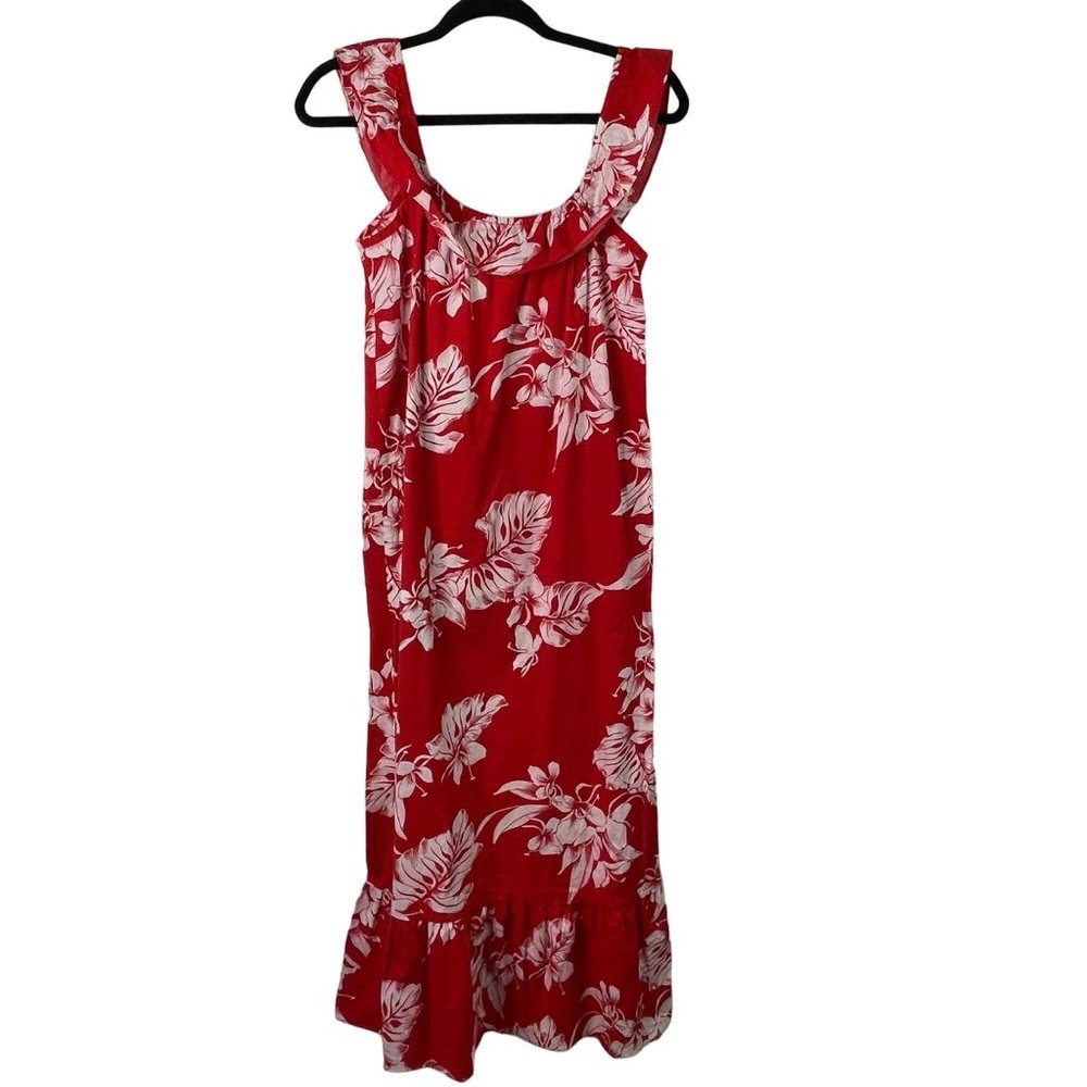 Hilo Hattie Vintage Dress Size 12 S Hawaii Made in USA Polyester Ruffle Sleevele
